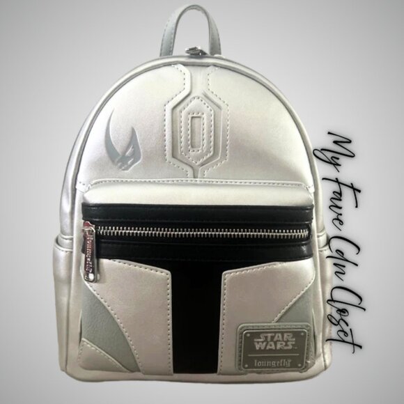 Disney Star Wars Mandalorian Helmet Loungefly Backpack** Like New - Picture 1 of 4